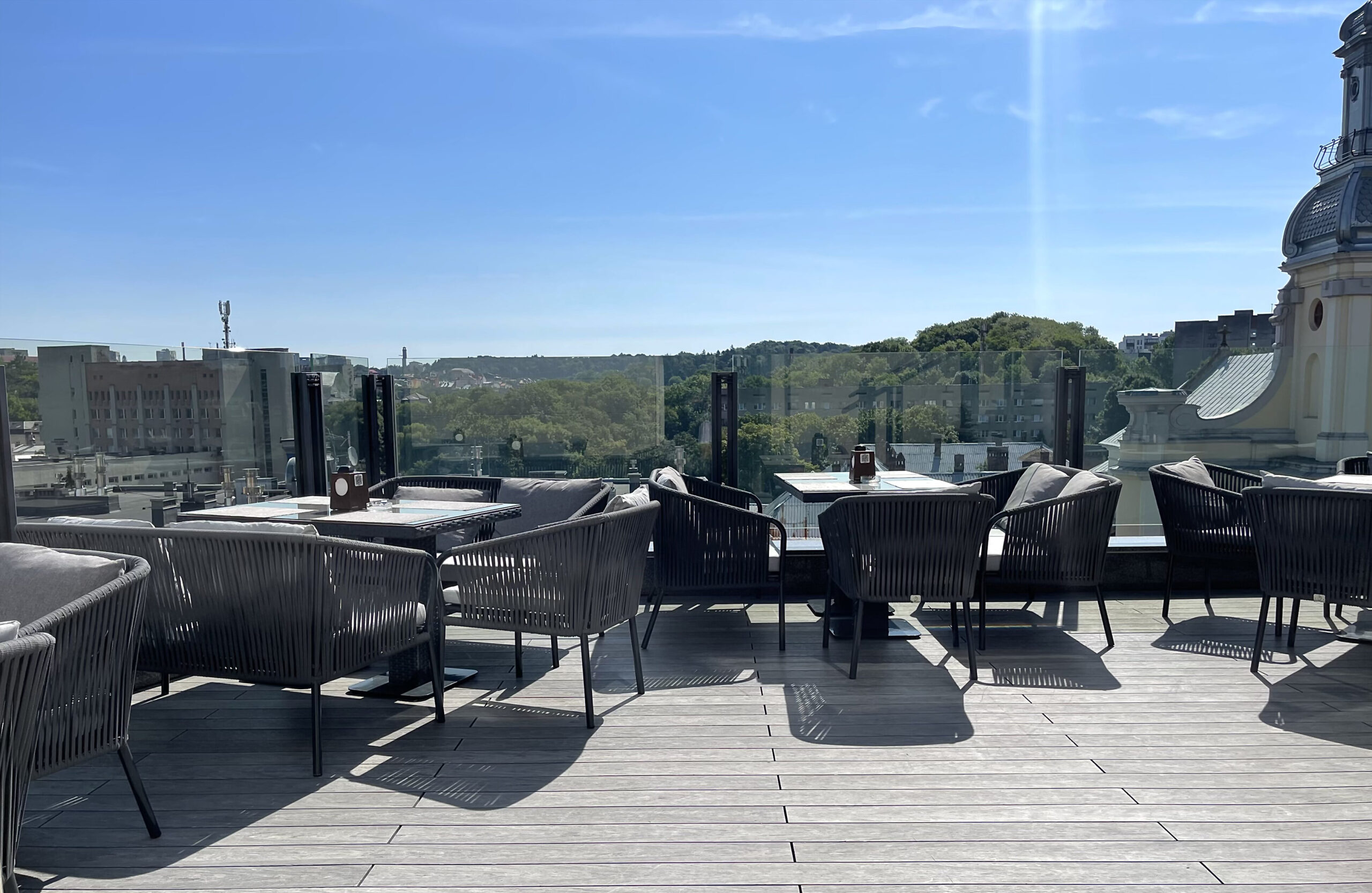 BRUGGAN MultiColor Grey composite decking at ROOF restaurant terrace in Lviv, Ukraine