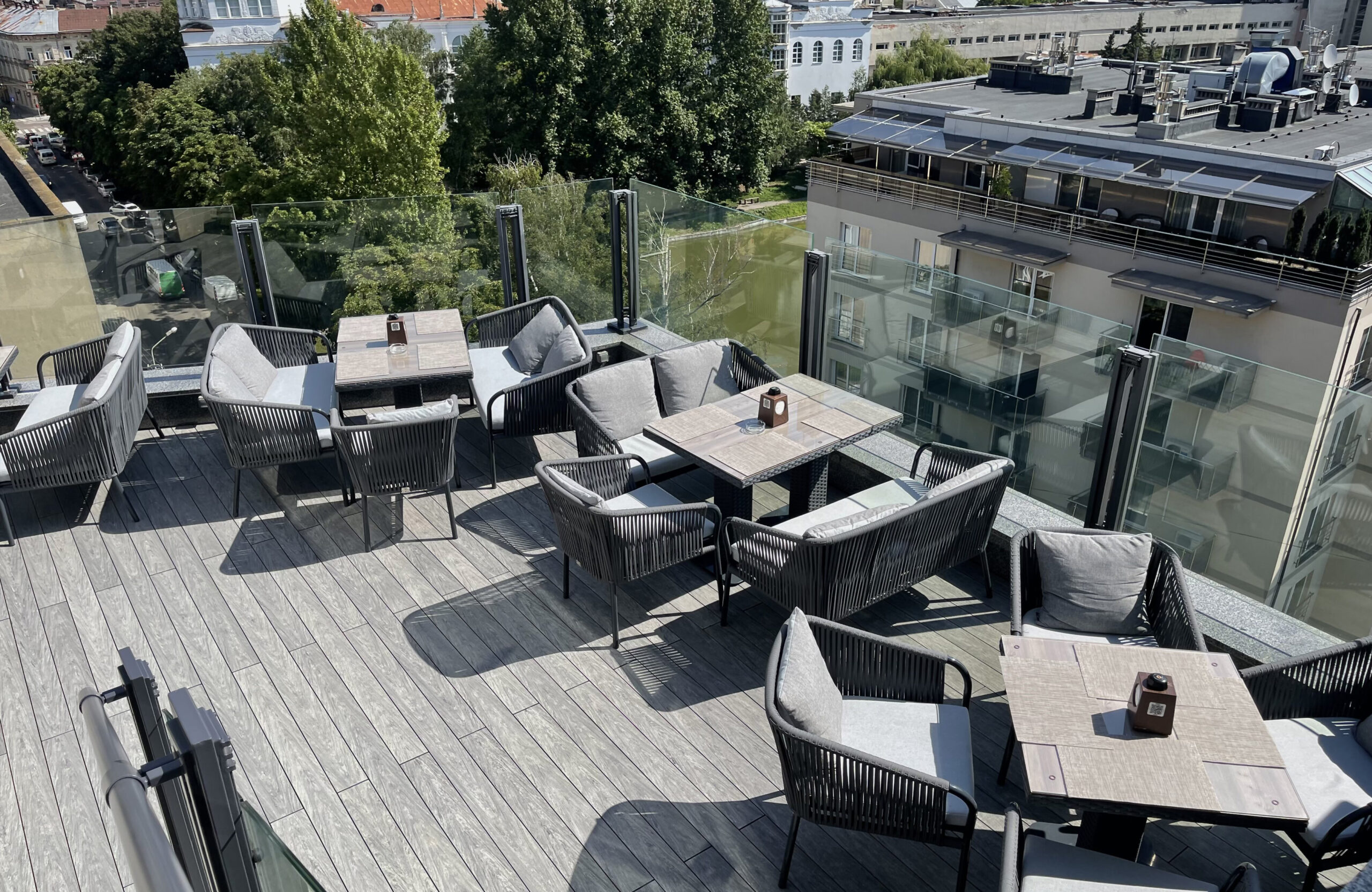 BRUGGAN MultiColor Grey composite decking at ROOF restaurant terrace in Lviv, Ukraine