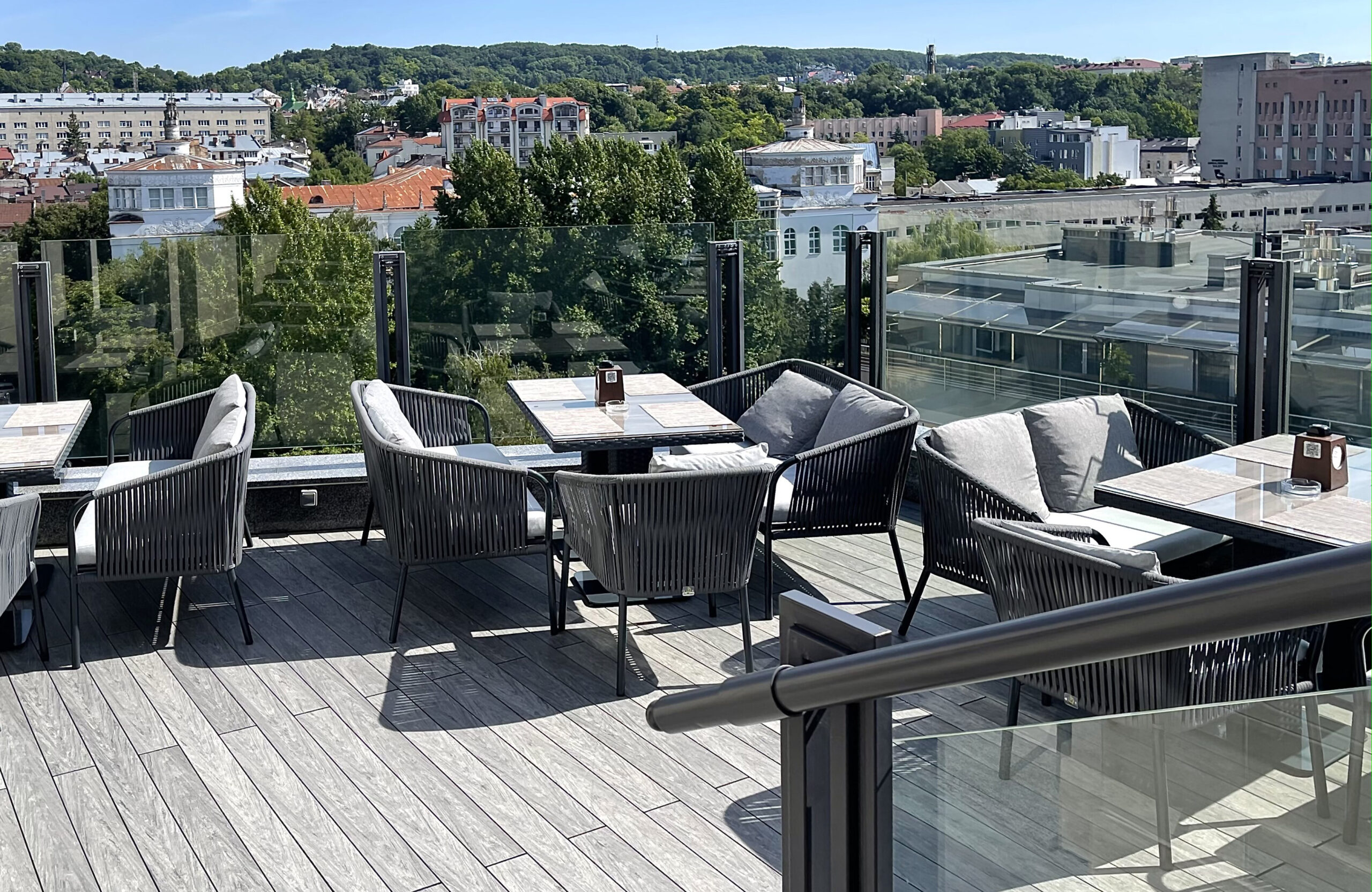 BRUGGAN MultiColor Grey composite decking at ROOF restaurant terrace in Lviv, Ukraine