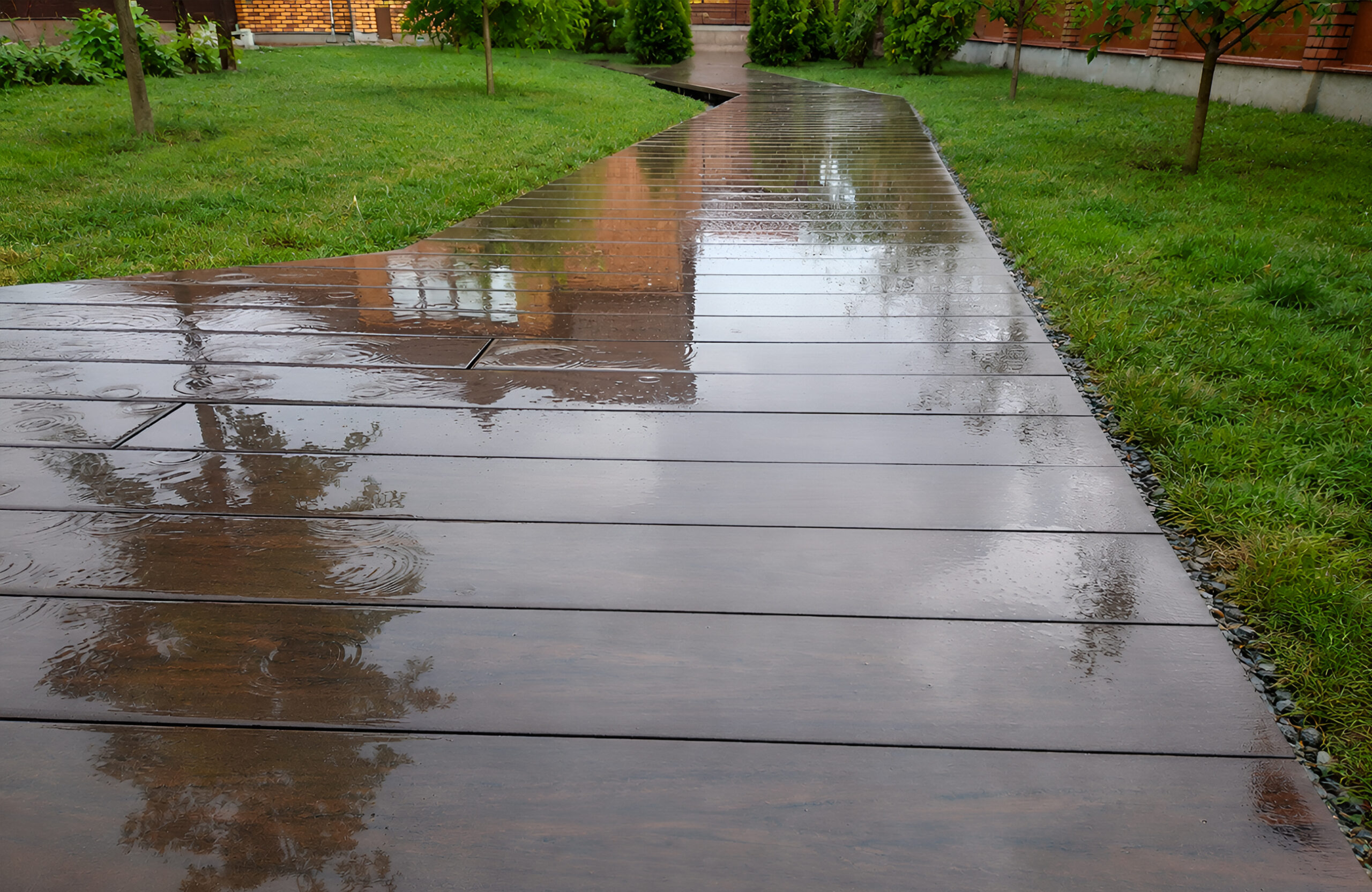 BRUGGAN Multicolor Wenge composite decking for a garden terrace and walkway