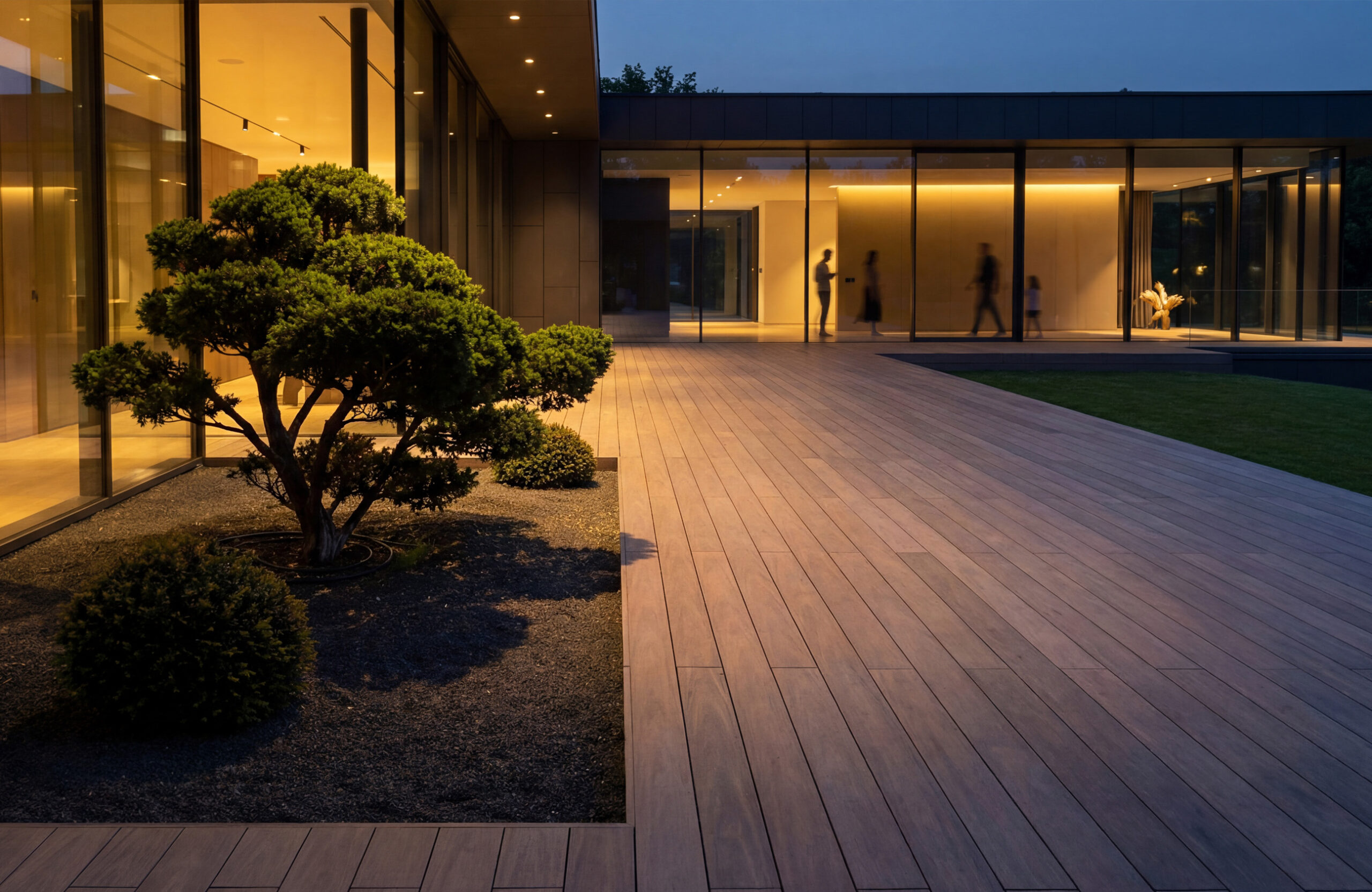 Modern villa terrace with BRUGGAN Multicolor Wenge composite decking in Kyiv