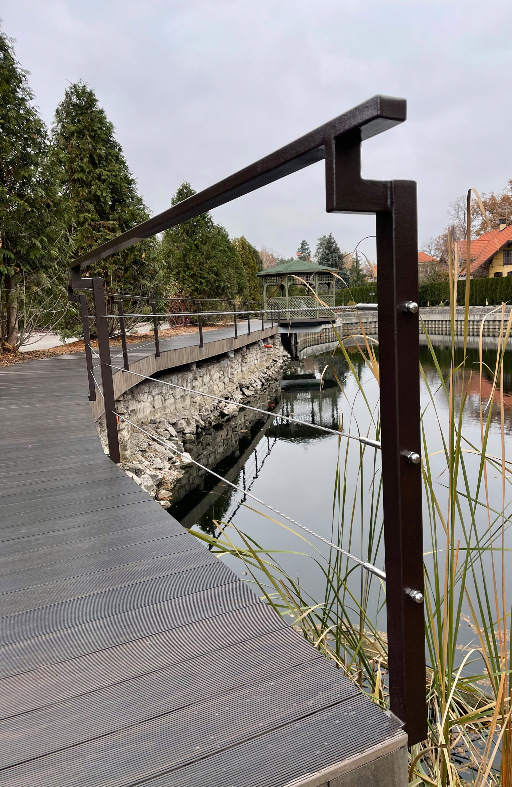 BRUGGAN Multicolor Wenge composite decking used for a waterfront pier in Kyiv, Ukraine