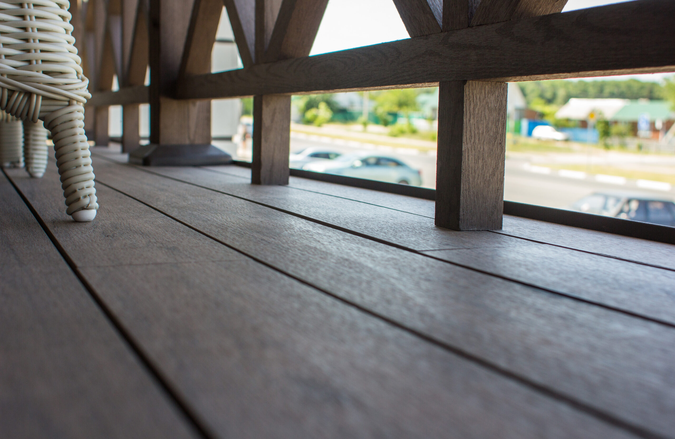 Modern outdoor terrace finished with BRUGGAN Multicolor Wenge composite decking