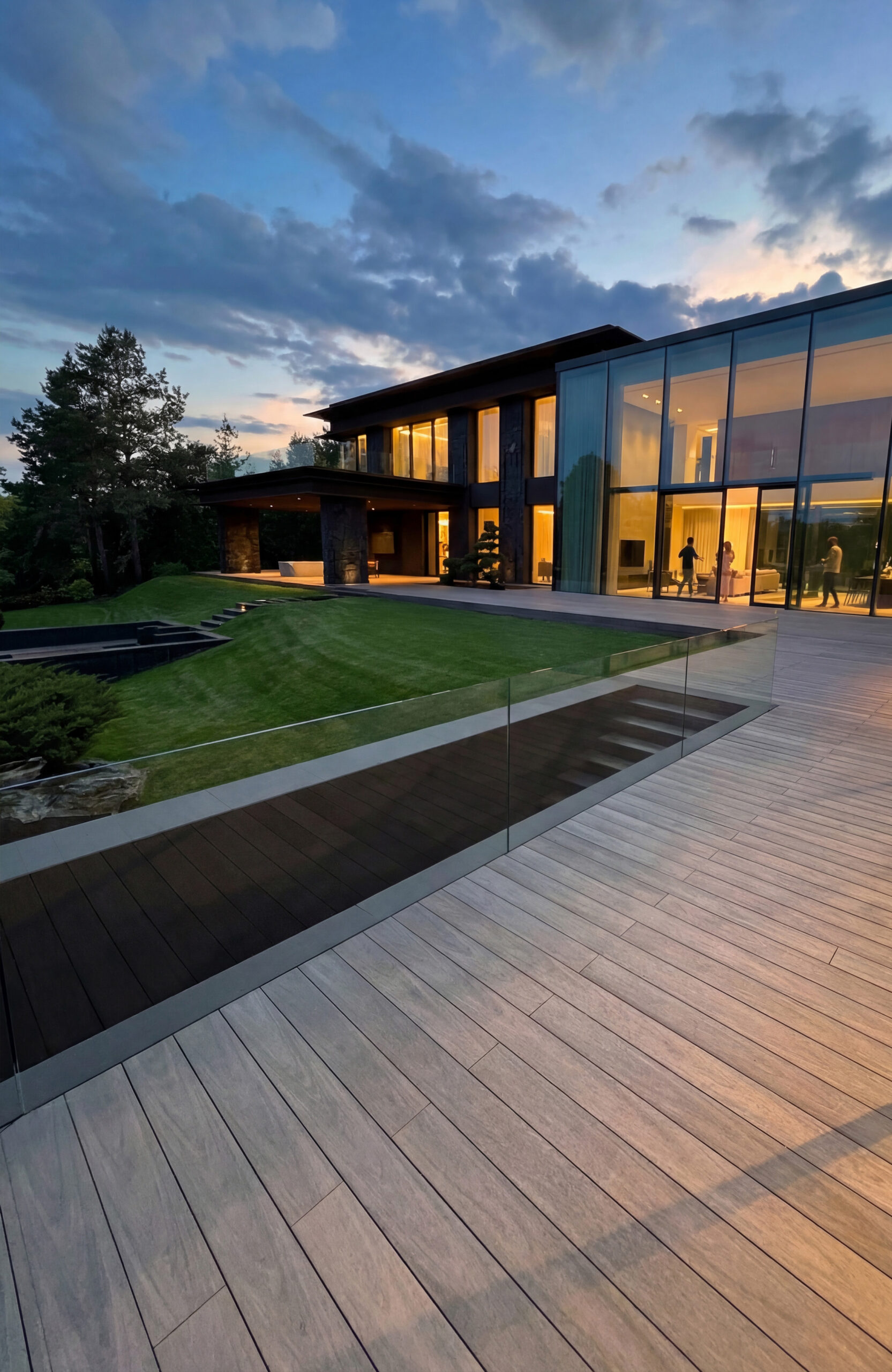 Modern villa terrace with BRUGGAN Multicolor Wenge composite decking in Kyiv