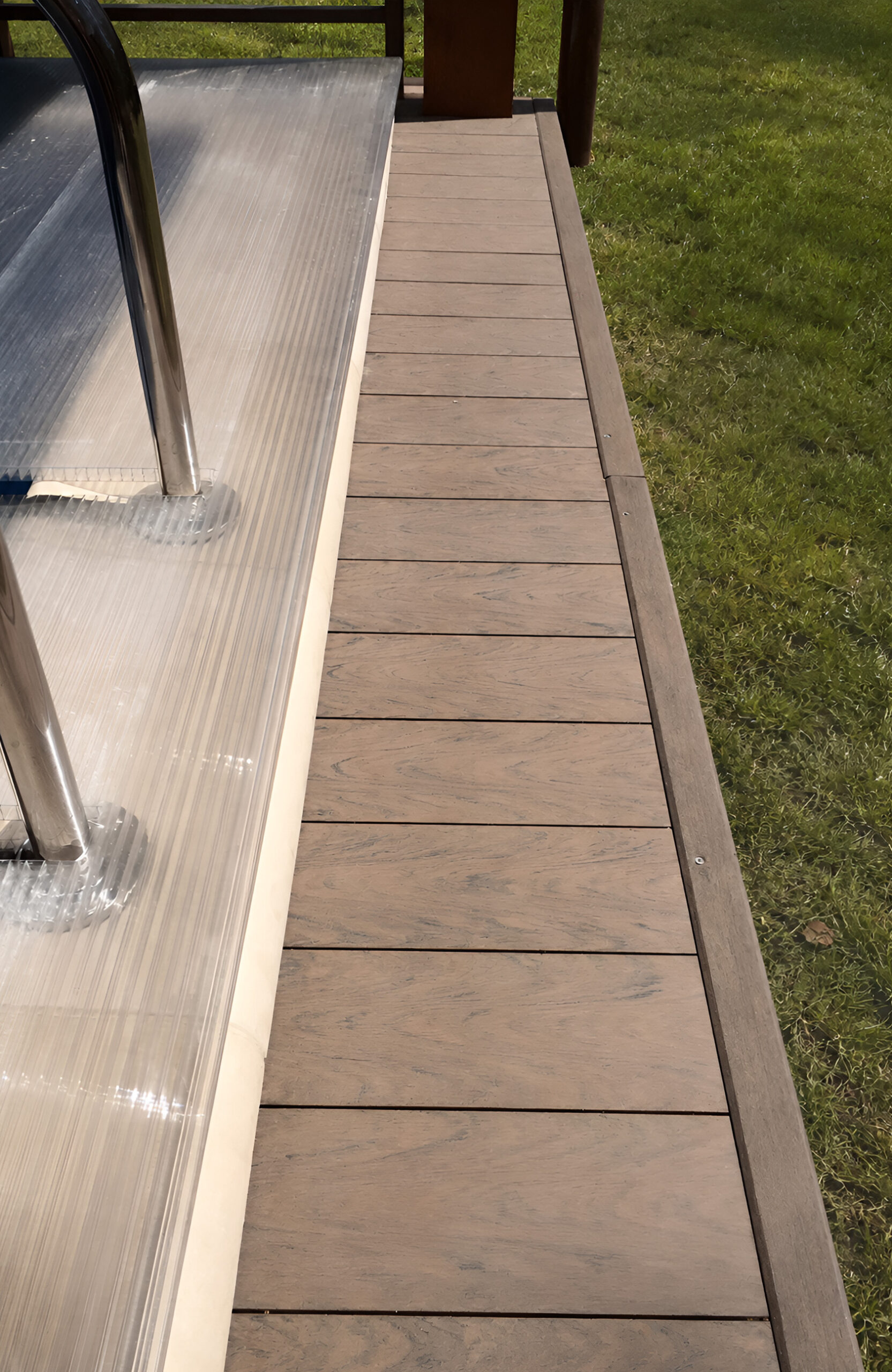 Outdoor terrace and steps finished with BRUGGAN Multicolor Wenge composite decking